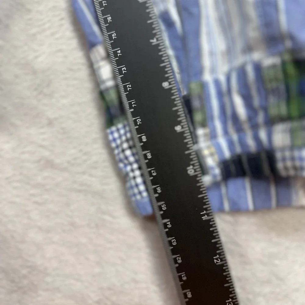 Tommy Hilfiger Shorts Mens 42 Blue Green Patchwork Madras Plaid Preppy Summer - Picture 9 of 11